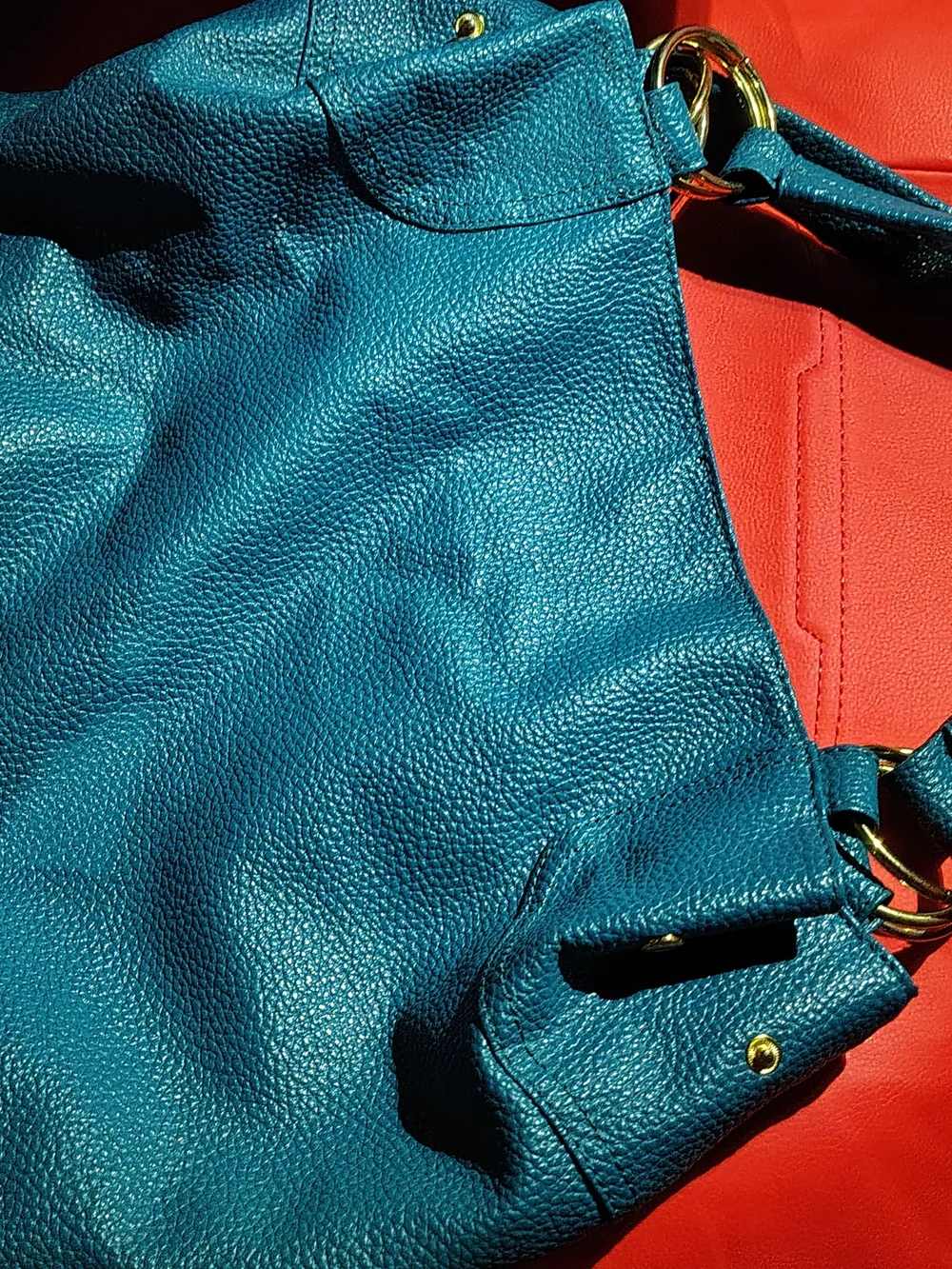 Textured Teal Leather Aldo Handbag or Leather Panel